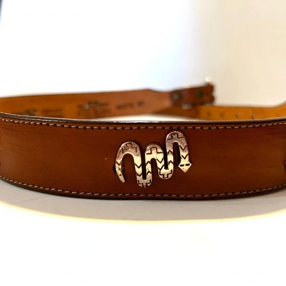 Silver Creek Brown Leather Belt with Silver & Rose Toned Fetishized  Size 28 - Picture 10 of 13